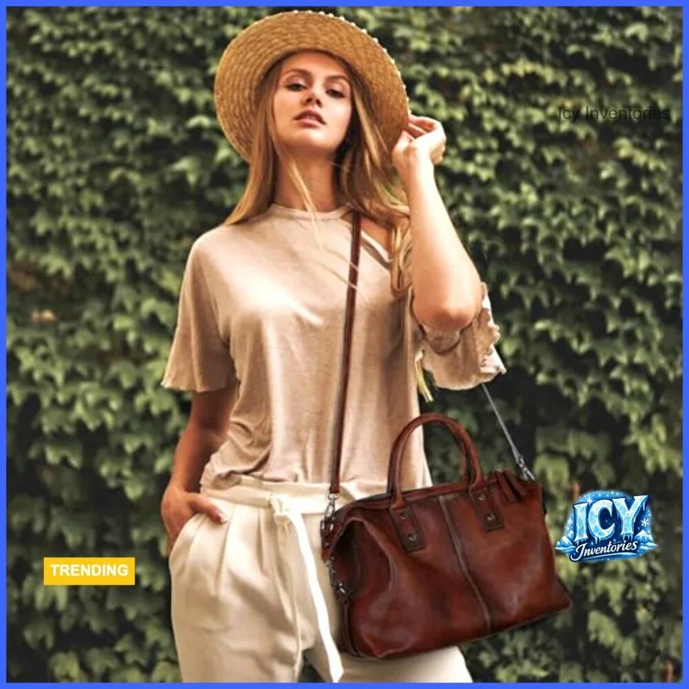 Genuine Leather Satchel Tote Shoulder Bag Crossbody Large Capacity